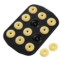 

Non-stick carbon steel silver black 12 cups mini baking donut mold