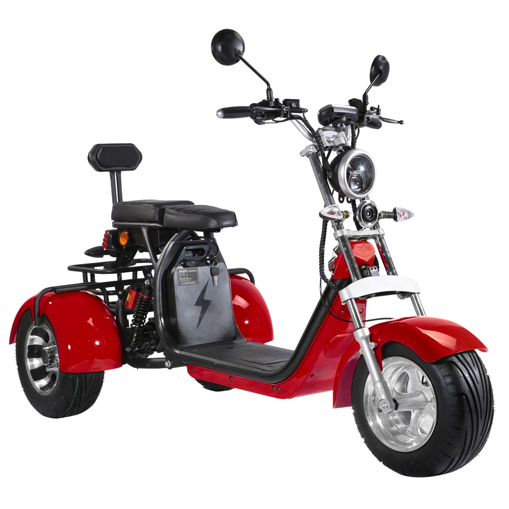 

Europe Warehouse Stock 3 Wheel Cheap Bike Scooter Citycoco 1500w Electric Scooter Citycoco 2000W 60V 2*20AH battery E scooter, Bright red;brigh black