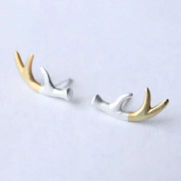 FY-ED-JS07 Real 925 Sterling Silver Antler Stud Earrings for Women Girls Fashion Jewelry