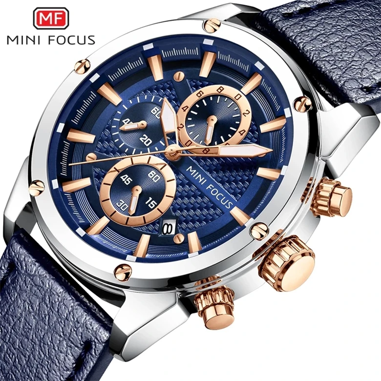 

MINI FOCUS Luxury Brand Fashion Men's Watches Waterproof Leather Strap Sport Quartz Wristwatches Reloj Hombre Relogio Masculino