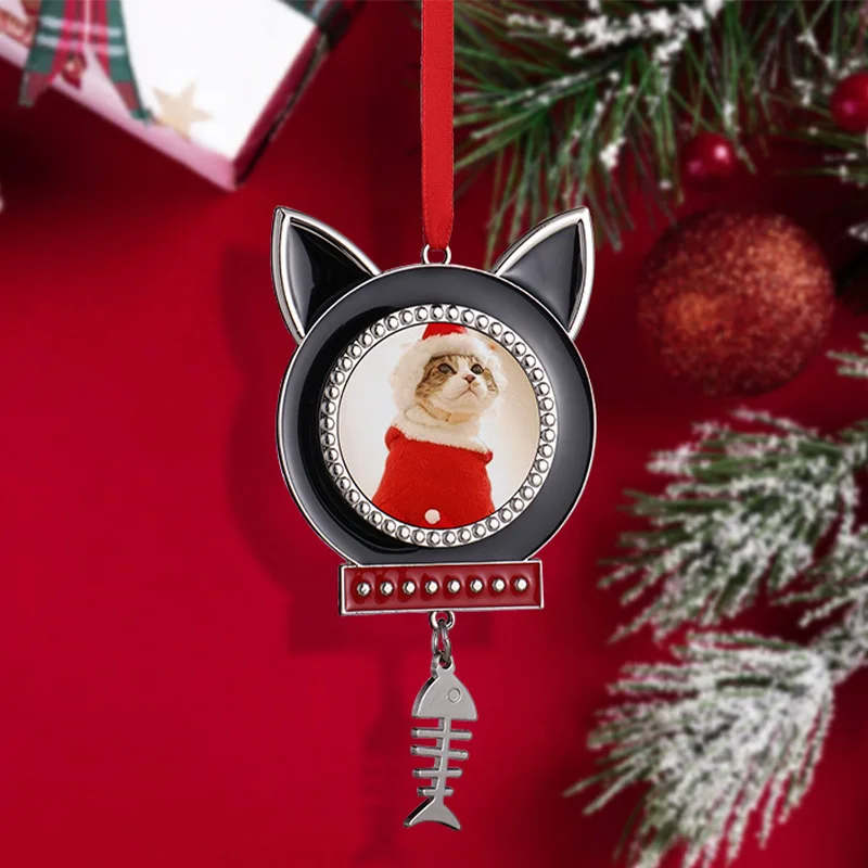 DIY Sublimation Blank Metal Pet Pendant Christmas Tree Ornaments for Dog & Cat Home Decor Gift