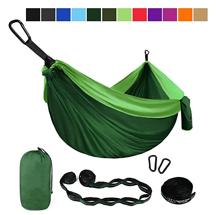 

Summer Lightweight Ultralight Various Color Outdoor Backpacking Garden Hiking Camping Single Hammock, Green