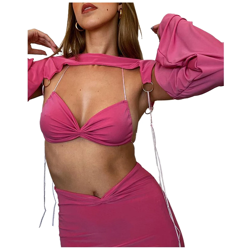 

9807 Women Sexy Bandage Dress Set Beautiful Part Club Wear neon Women's Sets With Hollow Out