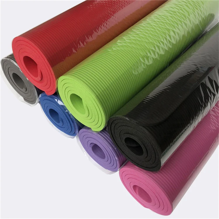 

Gym Exercise Custom 10MM 15MM Eco-friendly NBR Non-toxic Exercise Light Weight Washable Yoga Mat With Carrying Strap, As picture