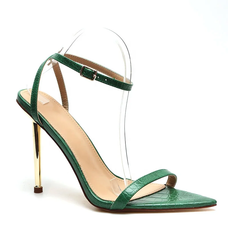 

New Design Buckle Strap Gold Heel Pu Open Toe Outdoor Simple Design Women High Fashion Summer Sexy Pu Sandal Latest Shoes 2020