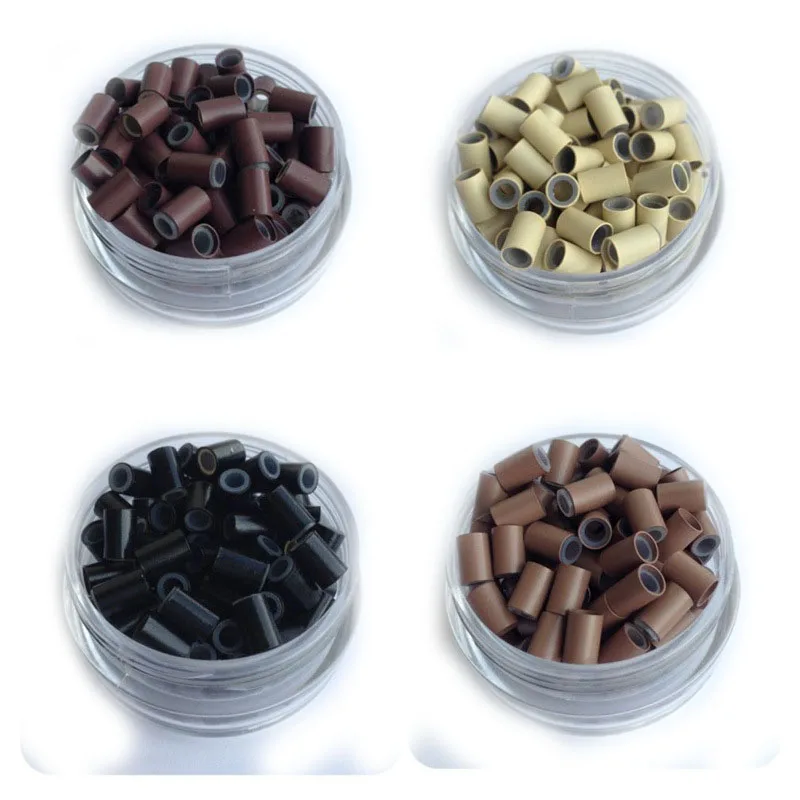 Wholesale 6.0mm Copper Lined Silicone Beads Micro Rings Links Beads for Hair Extension Tools Hair Extension Beads Silicone