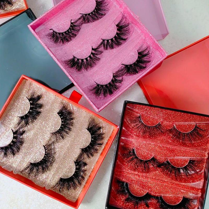 

Wholesale Eyelashes 3D Faux Mink fake Silk Eyelash Custom Packaging full strip lashes