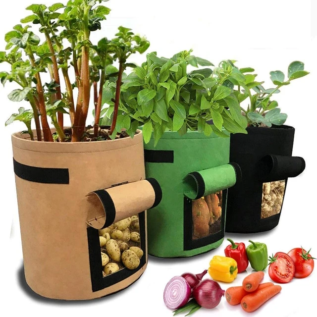 

Amazon hot sale yard outdoor 5/7/10 gallon kraft paper felt planting Potato cylindrical vegetable grow bag for plant, Customized color