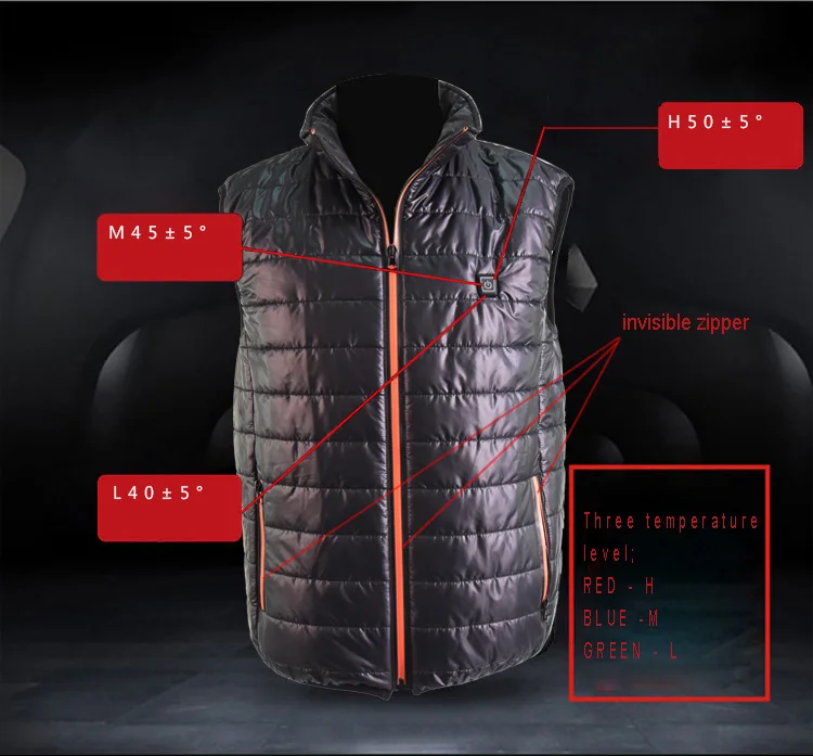 

Wholesale Thermal Fabric Chinese Travel Lightweight Heated Vest For Men Wear, Black(customized)