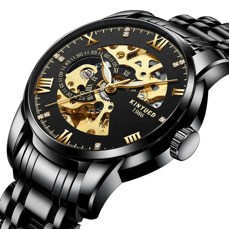 

KINYUED skeleton cheap price custom logo dropshipping wristwatches for men watch automatic mechanical watch