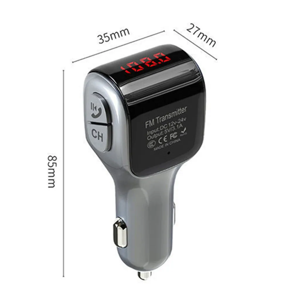 Dual Usb A01 Car Kit Fm Transmitter Car Usb 3.1 Phone Charger Support Usb Disk Music Playing