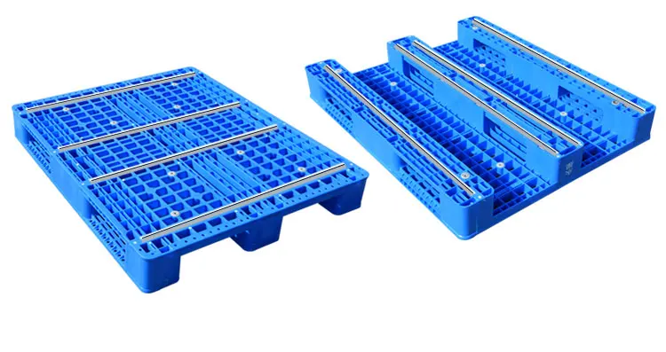 
HDPE steel reinforced 4 way warehouse food grade heavy duty racking plastic pallet 