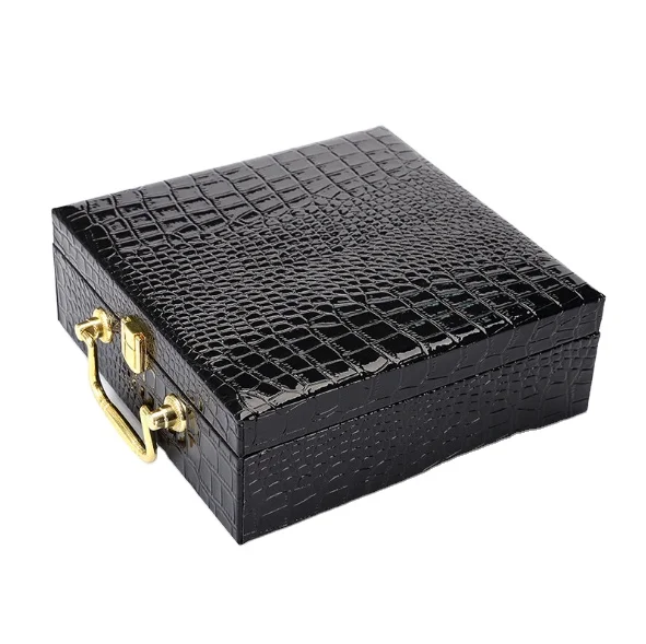 Luxury Perfume Bottle Black Leather Box Packaging With Metal Handle ...