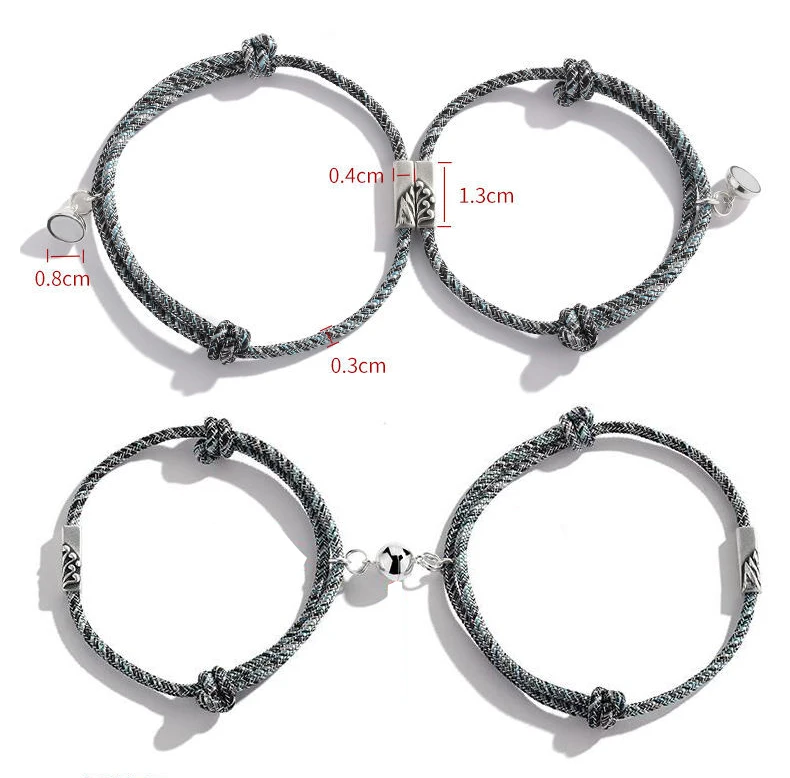 

Wholesale 2 Pc Set Magnetic Couple Bracelets Lovers Friendship Rope Braided Bracelets, As picture