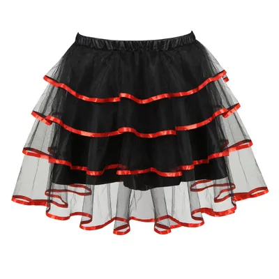 

Tulle Skirts Womens Adult Tutu Skirt Faldas Saias Femininas Pleated Midi Costume Corset Skirts Ladies Plus Size Red, As shown