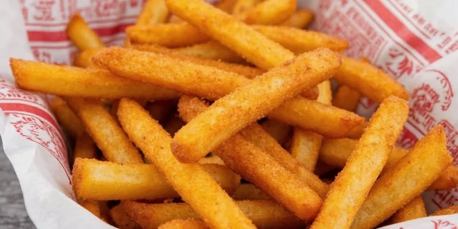 Crispy hot honey rub fries with a drizzle of honey