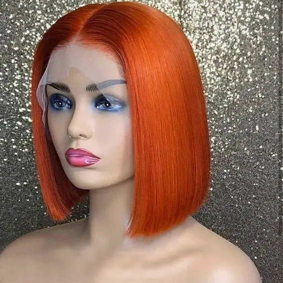 

Overtone Ginger Red Blonde Orange Color Virgin Brazilian Human Hair LaceFront BOB Wigs T Part 13X4 Pre Plucked Ginger BOB Wigs