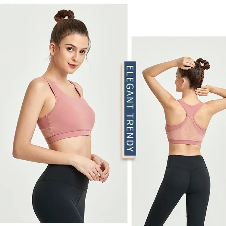 

Mesh Open Back Sports Bras for Women Racerback Padded Yoga Crop Tank Top Sports Bras for Women Medium Impact Longline Yoga Bras, 3 colors in stock for choosing