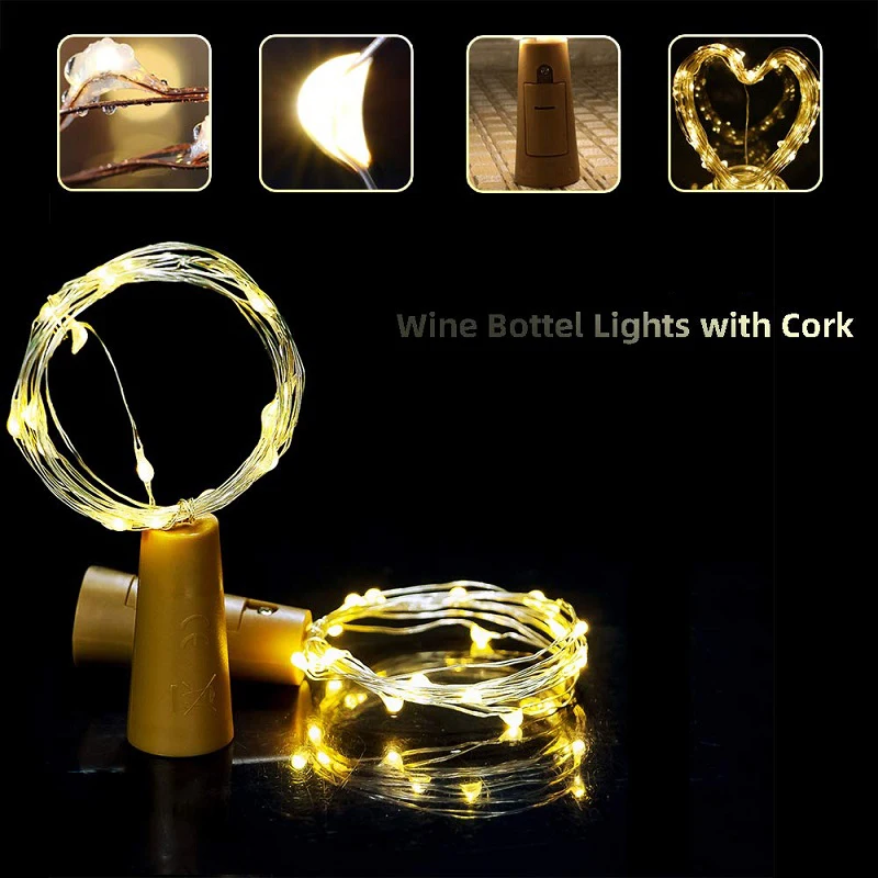 Rechargeable USB LED Bottle Cork Wire Fairy String Decoration Lights Q2C7 