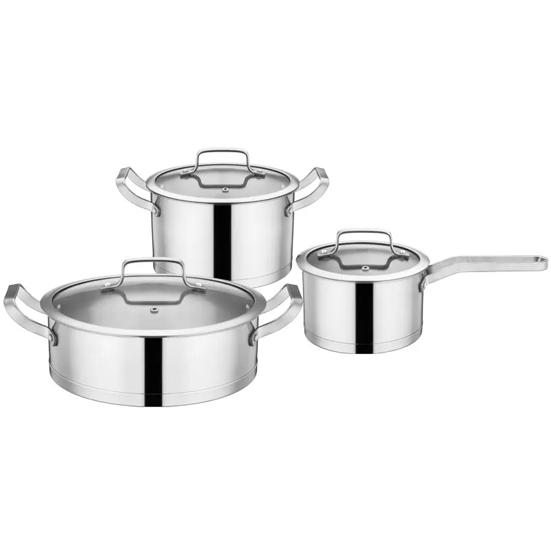 

Hot Sale 3PCS Stainless Steel Cookware Set Induction Bottom Kitchenware Cooking Pot Set, Silver