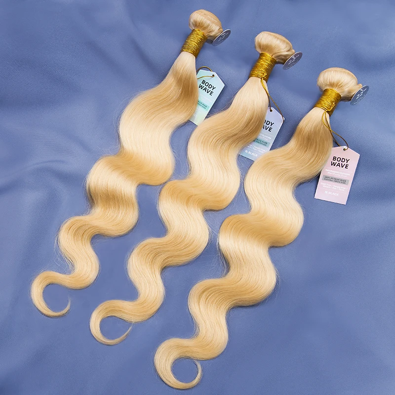 

Russian Free Sample Raw Wefted Human Hair Extensions 613 Blonde Hair Bundles