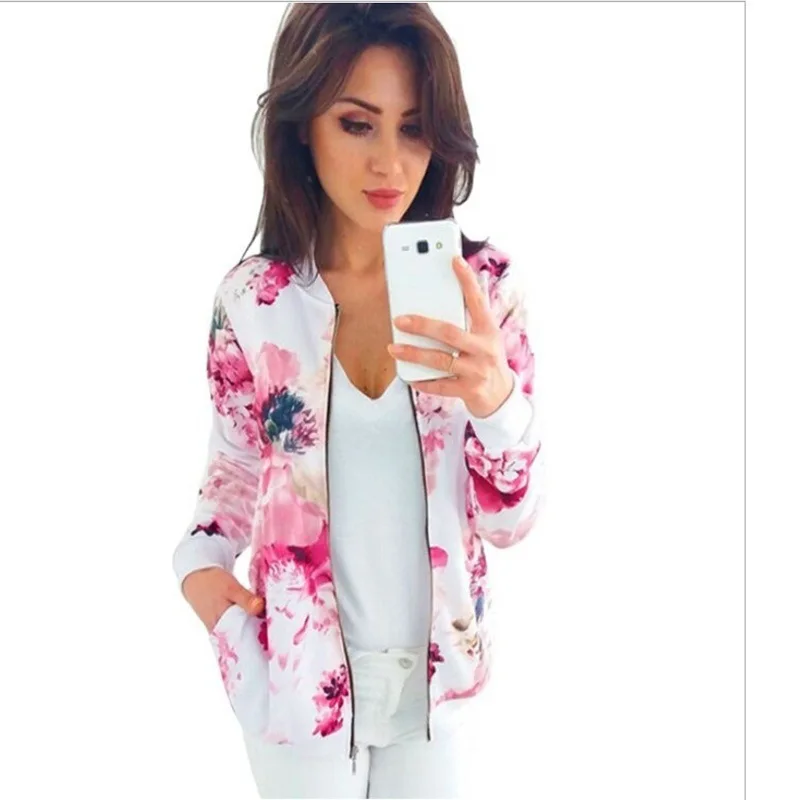 

S-5XL custom wholesale plus size women's spring and summer thin 3D printed stand collar jacket
