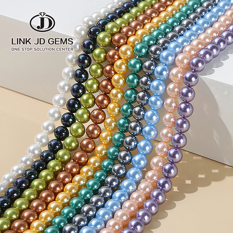 Wholesale 2-20MM Colored Dazzle 7A Natural Shell Pearl Outside Plated White Beads Round Loose Spacer Beads for Jewelry Making