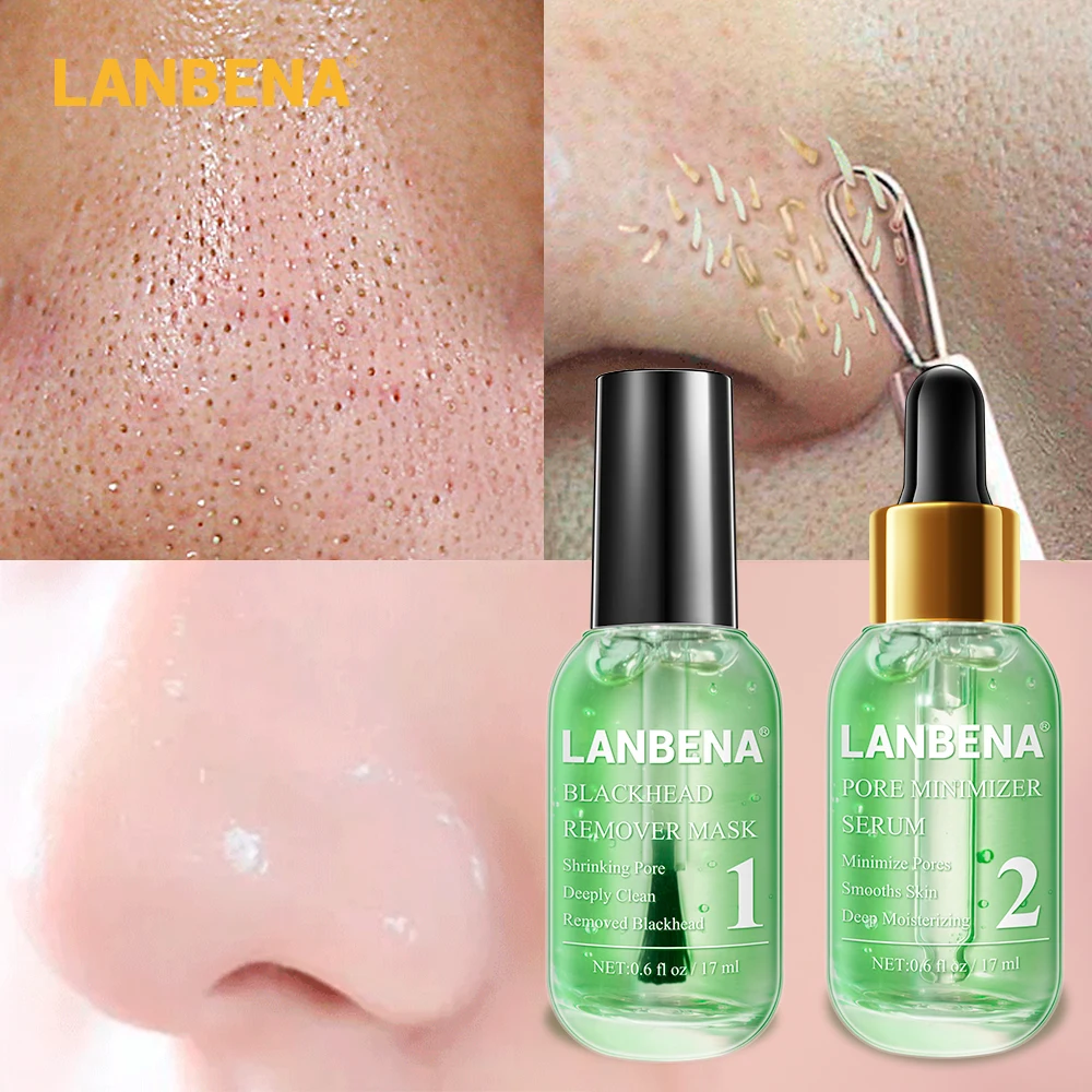 

LANBENA face open pores serum essence blackhead remover shrinking pore deep cleaning blackhead blackhead remover vacuum mask, Transparent liquid