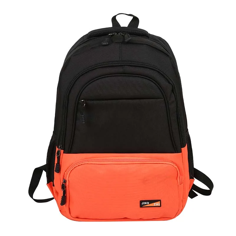 

Double Zipper Nylon Color Matching Waterproof Durable Knapsack Cheap Unisex Teen School Backpack, 5 colors