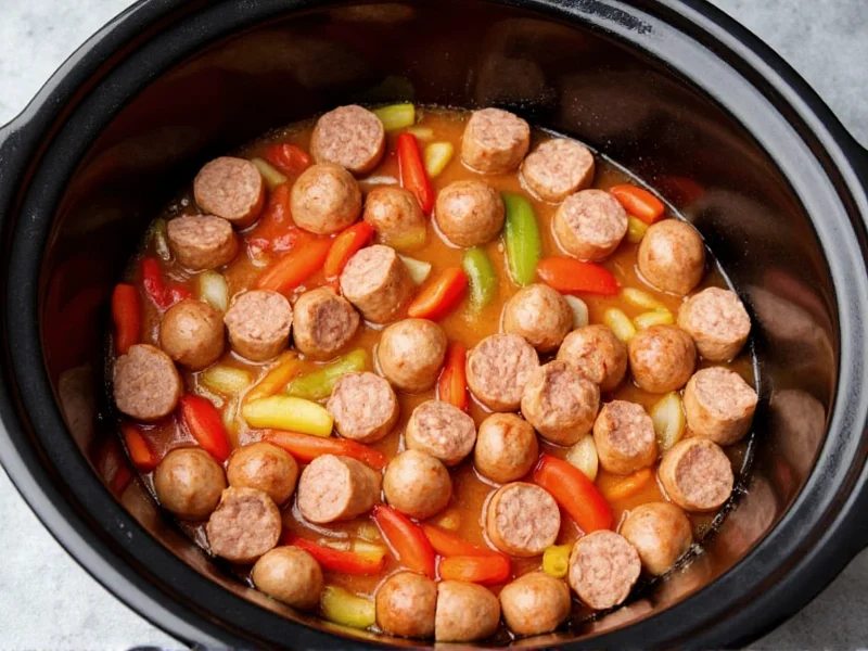 sausage peppers onions crock pot