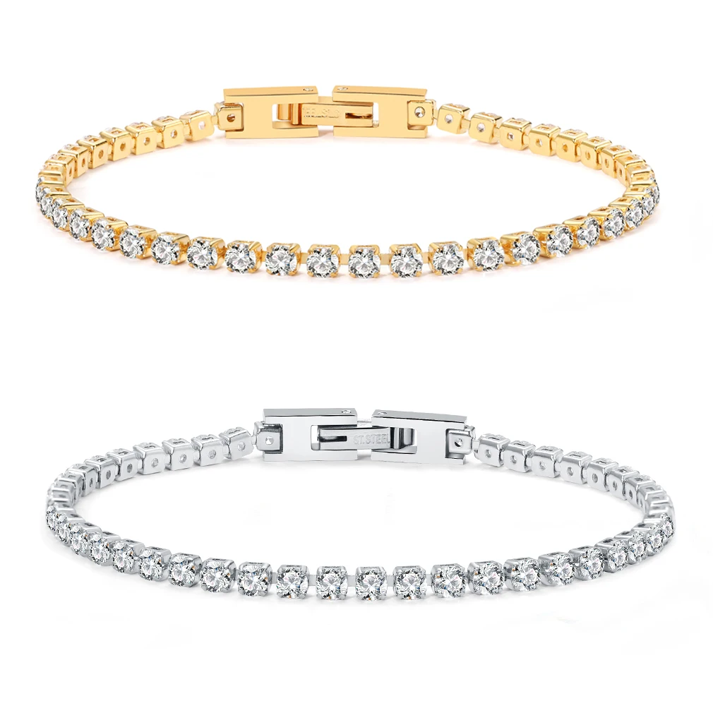 

Chain Women 14K Gold Plated 3Mm Cubic Zirconia Classic Tennis Bracelet