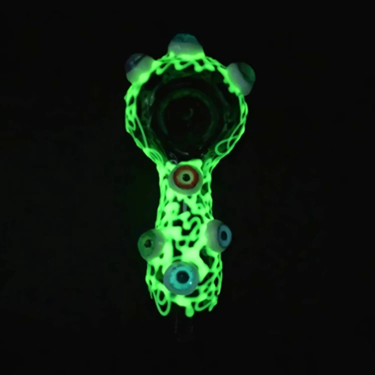 

Creative Glow in the Dark Glass Smoke Hand Pipes Glass Tobacco Weed Smoking Pipe, Green