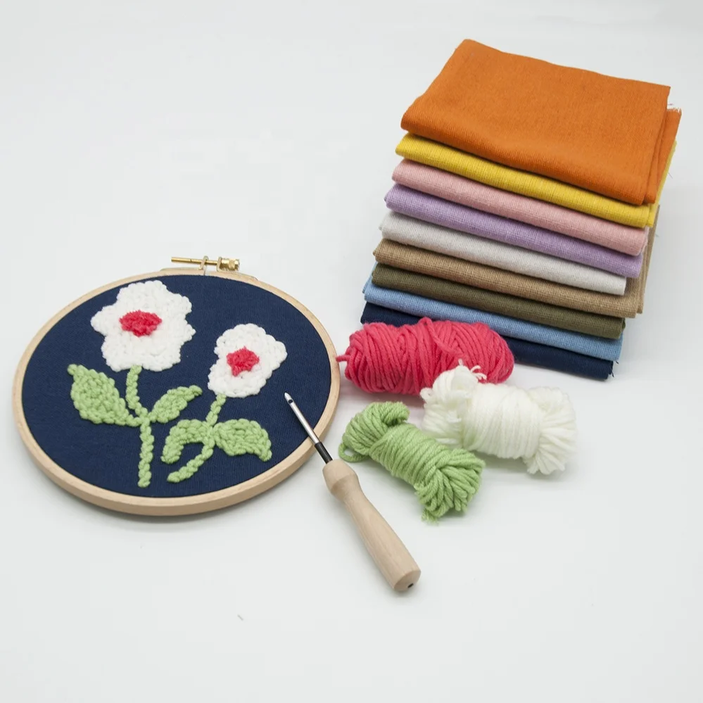 

Color fabric with punch needle, Colorful