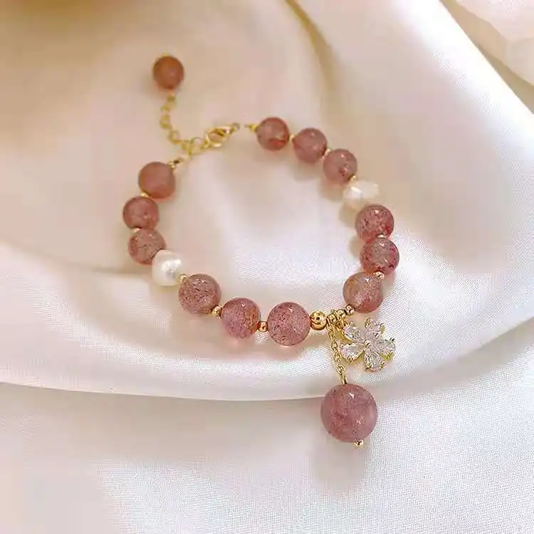 

Jialin Jewelry Pink Quartz crystal bracelet women jade bracelet hand jewelry crystals wholesale bulk