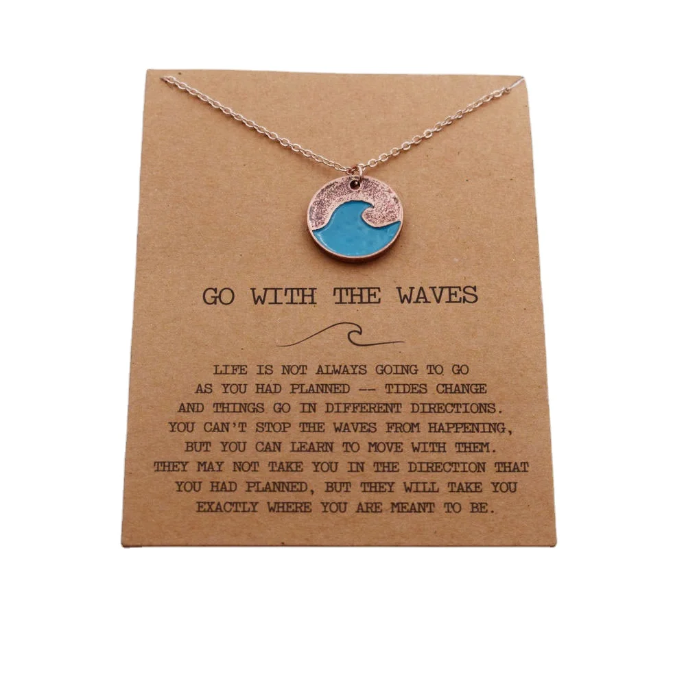 

Summer beach Ocean blue wave necklace Vacation Jewelry