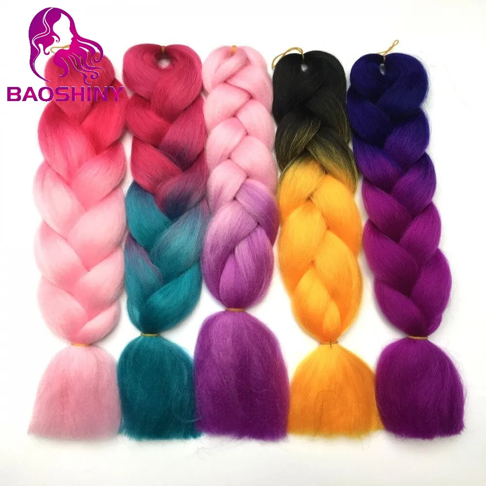 

Stock 24nch fold black + grey two color braid extensions braiding hair synthetic braiding hair 100grams