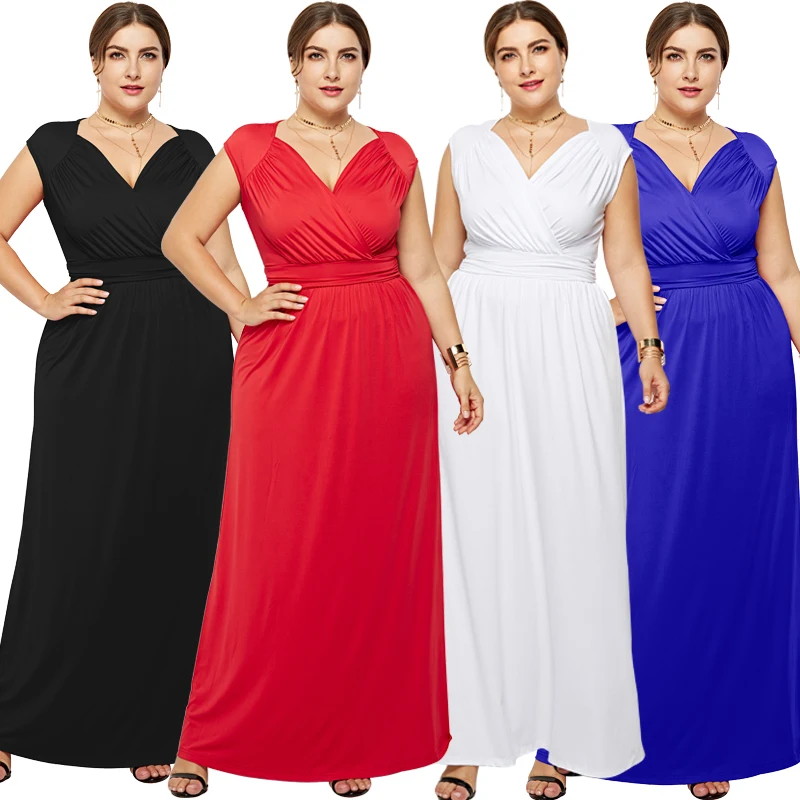 

New Arrival Trendy Summer Slim sexy fat lady evening dress drape plus-size dress sun dresses for women