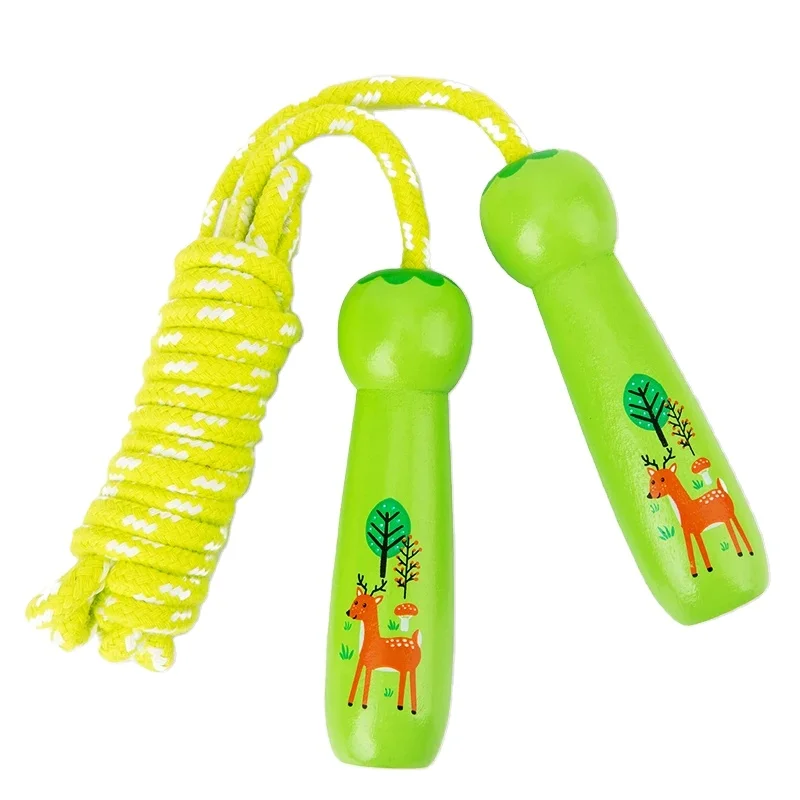 

school sport products colorful Wooden Handle Animals jumping rope Skipping Rope Children