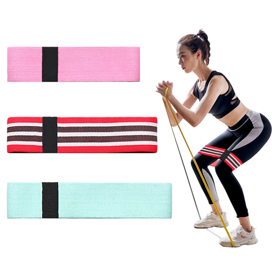 

Amazon Hot Sale 3 Pack Set Professional Elastic Strength Squat Band Workout Non Slip Resistance Band, Pink,red,green,black&red,black&yellow,black&blue