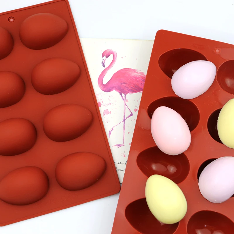 

738 8 cavity eco friendly oval goose egg shaped silicone cake mold Kitchen supplies tools cheese silicone mold