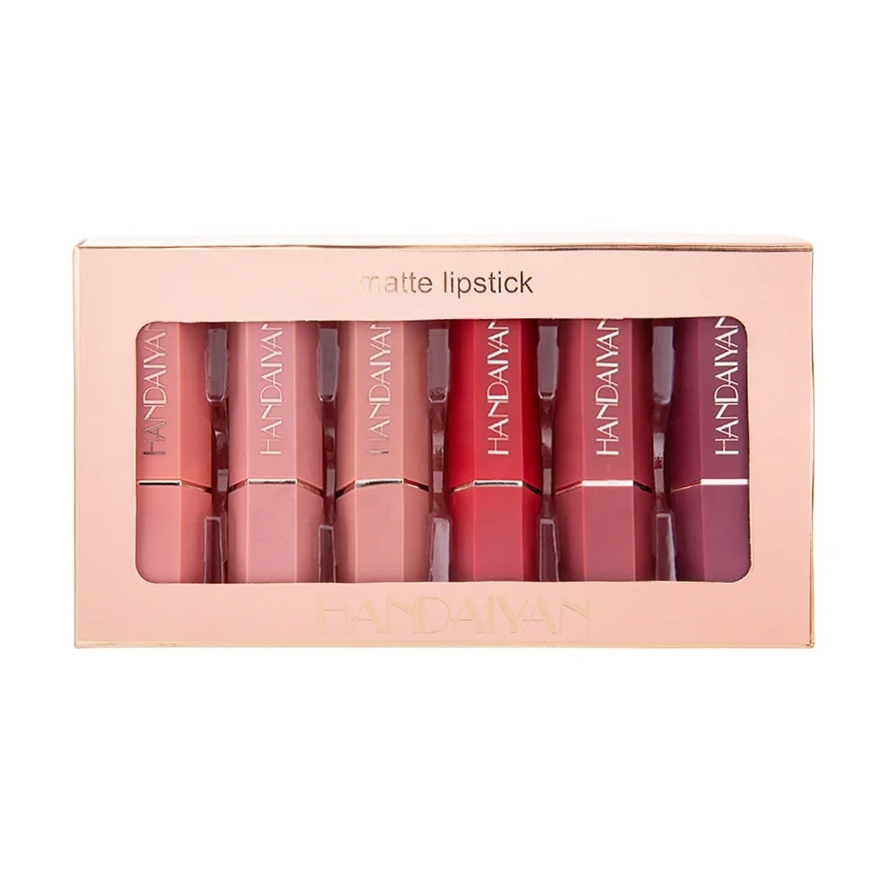 

HANDAIYAN Velvet Matte Pop 6 Color Lipstick Gift Box Set Non Stick Cup Lipstick Set