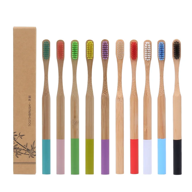 

CE Approve Custom Logo Soft Bristle Round Bamboo Toothbrush Round Handle Bamboo Toothbrush With Packaging, White, gray, brown, black, color ect.