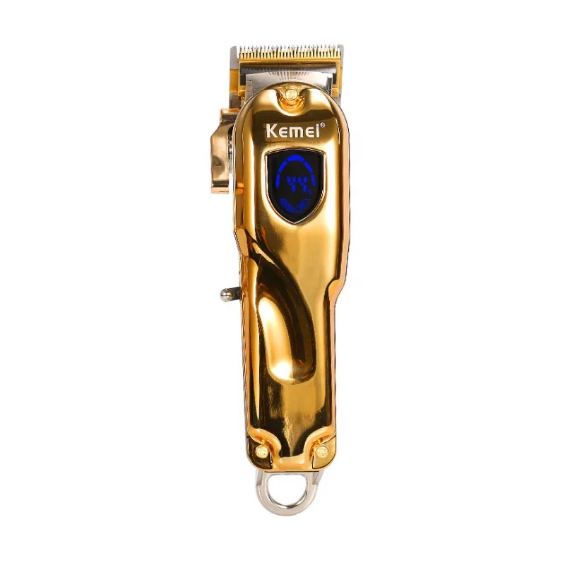 

Kemei KM-2010 High Quality gold and silver With LCD Electric Hair Clipper Fast Charging Hair Clipper Metal Shell Hair Trimmer