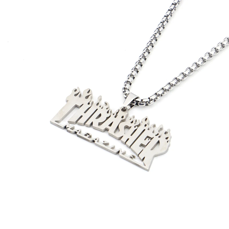 

OEM Necklace 2021 Hot Flame THRASHERS Colgantes Accessories Halloween Enamel Jewelry Hucgids Necklaces