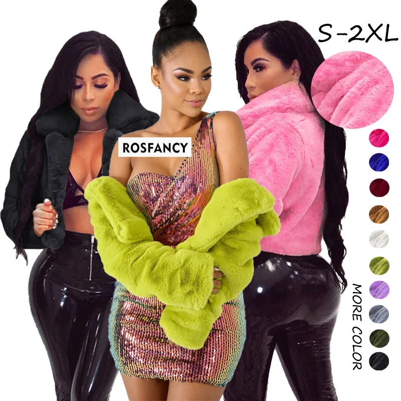 

2021 Trendy Winter Clothes Ladies Warm Short Women Faux Fur Jacket Fur Coat, As picture