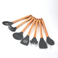 

Hot Sale Bamboo Wooden Kitchen Cooking Utensils Cookware Set of 9