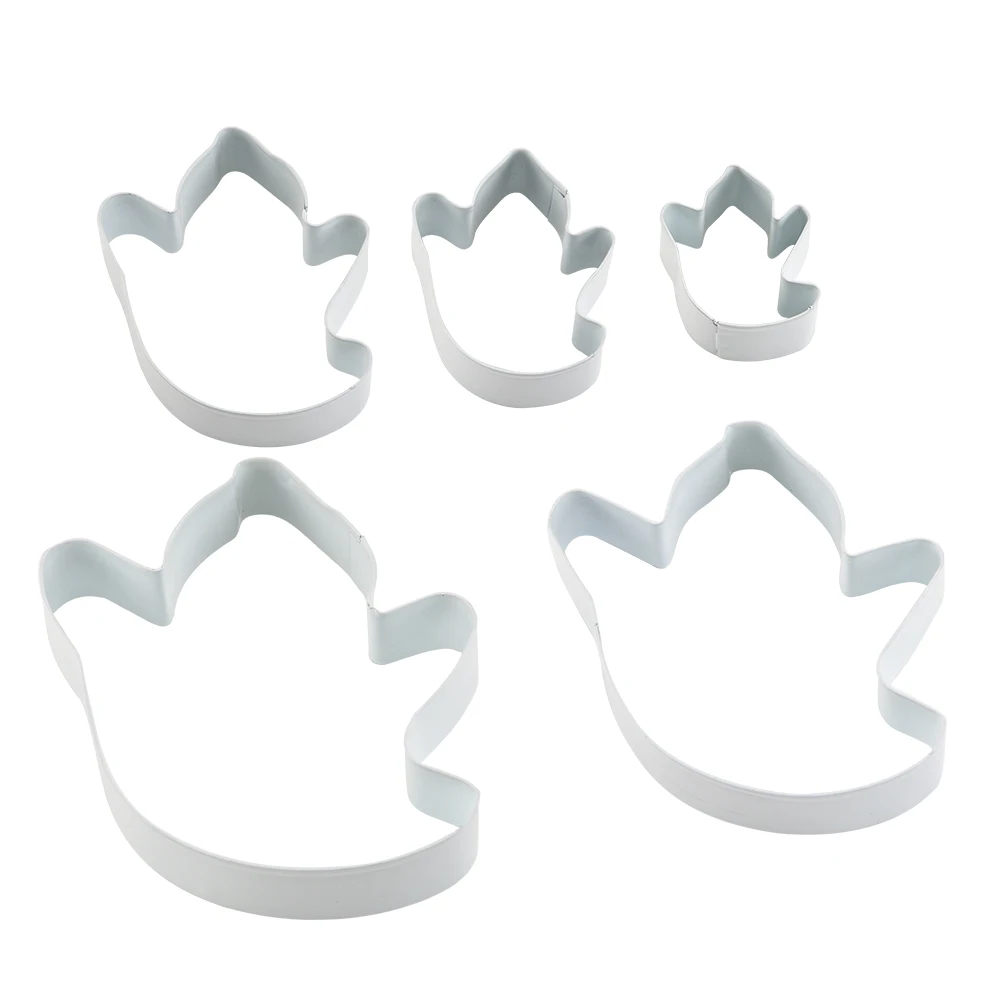 
5Piece Ghost Cookie Cutter Set with Powder Coating,Halloween Cookie Cutter Set 