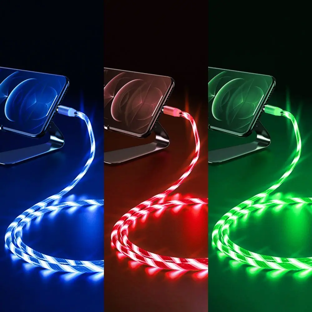 

Cable Para Telefonos Celulares USB Tipo C Magnetico LED Light 3 En 1, Green red blue