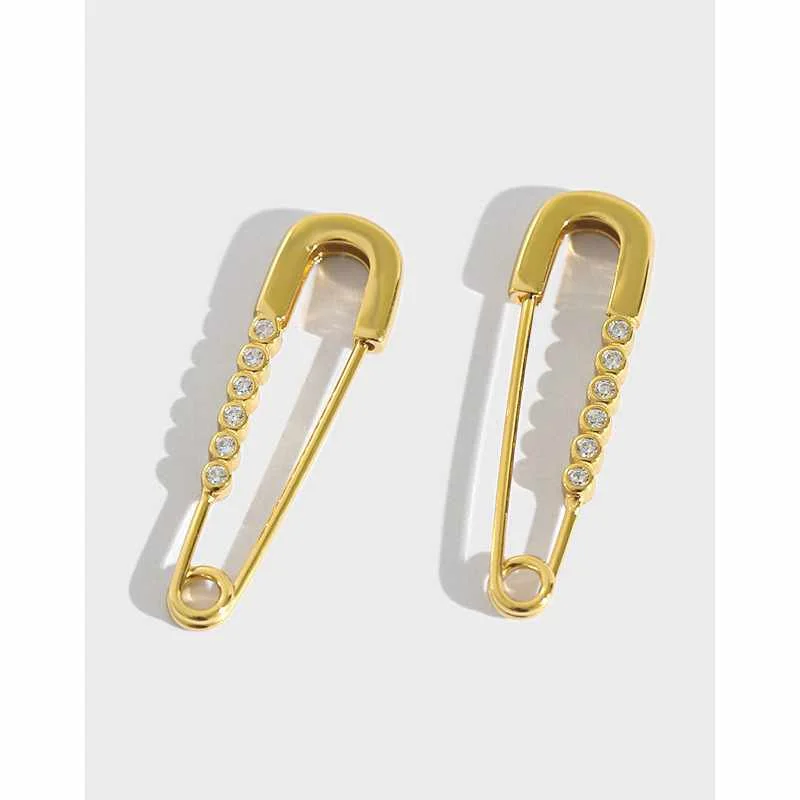 

Personalized Fashion Micro CZ Paved Pin Earrings 925 Sterling Silver Pin Stud Earrings for Women, As picture show