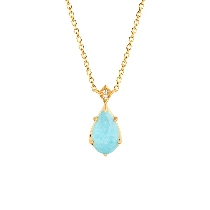 

fashion necklace real 925 sterling silver jewelry women Classic temperament water drop inlay custom silver pendant, White gold (rose gold, yellow are avaliable)